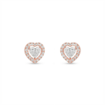 Heart Halo Diamond Stud Earrings