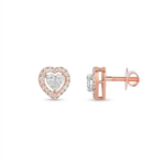 Heart Halo Diamond Stud Earrings - Image 3