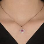 Ruby Starburst Floral Diamond Pendant - Image 2