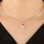 Radiant Ruby Floral Bloom Pendant - Image 2