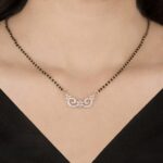 Floral Swirl Diamond Mangalsutra Pendant in Gold - Image 2