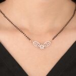 Elegant Dual Leaf Diamond Mangalsutra in Rose Gold (Daily Wear) - Image 2