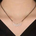 Rose Gold Leaf Pattern Diamond Mangalsutra Pendant for Daily Wear - Image 2