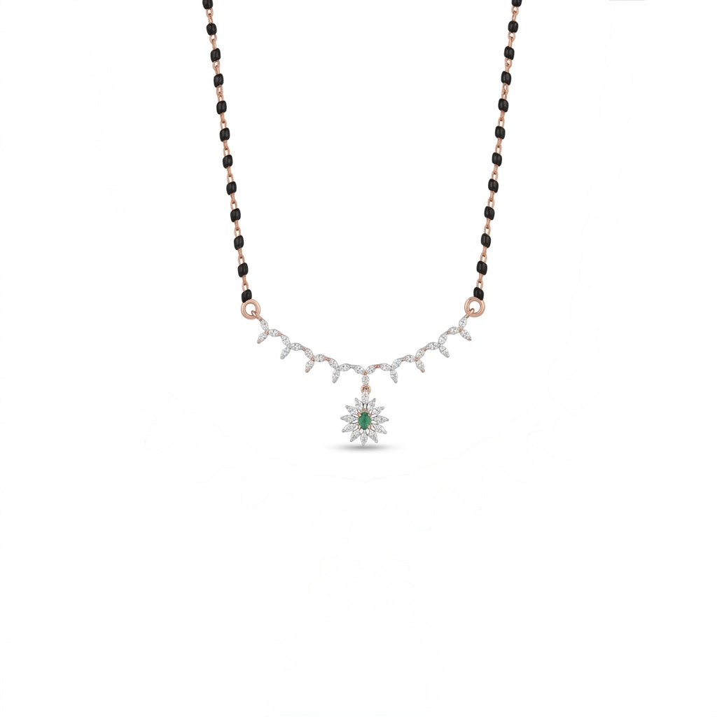 IMG_1420 Emerald Bloom Drop Mangalsutra Pendant - Image 1