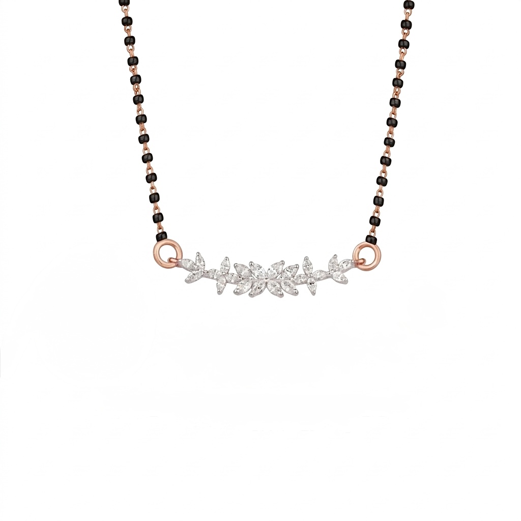 IMG_1421 Floral Whisper Diamond Mangalsutra Pendant - Image 1