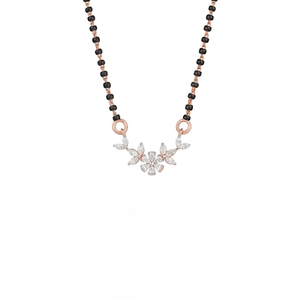 IMG_1423 Blossom Arc Diamond Mangalsutra Pendant - Image 1