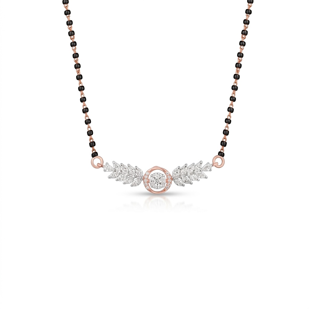 IMG_1424 Celestial Bloom Diamond Mangalsutra Pendant - Image 1