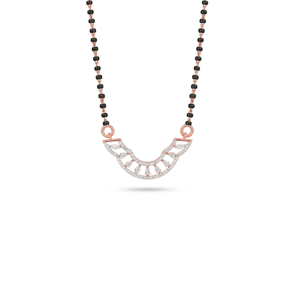 IMG_1426 Crescent Lattice Diamond Mangalsutra Pendant - Image 1