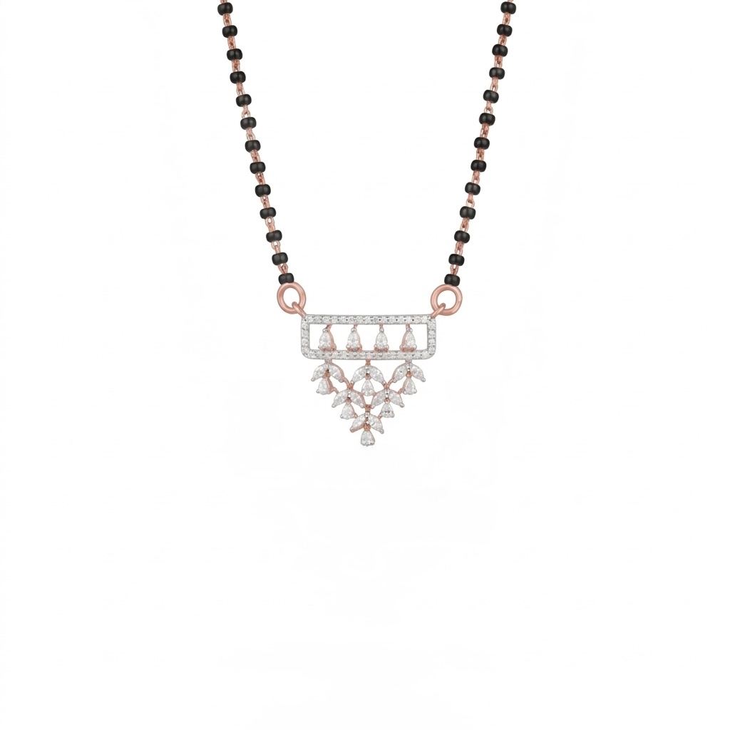 IMG_1427 Regal Cascade Diamond Mangalsutra Pendant - Image 1