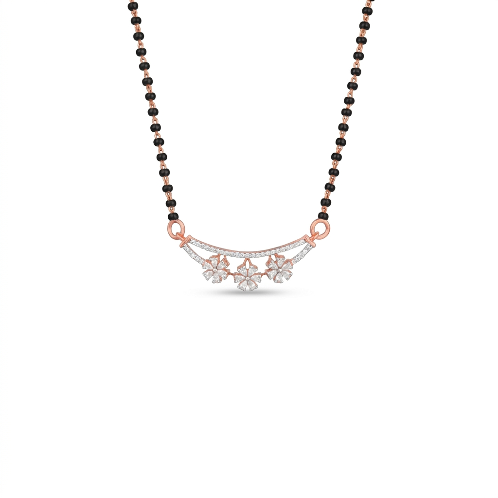 IMG_1430 Petal Grace Diamond Mangalsutra Pendant - Image 1