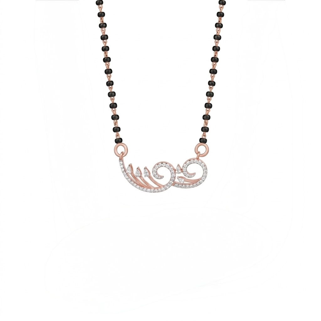 IMG_1438 Twisted Heart Diamond Mangalsutra Pendant - Image 1