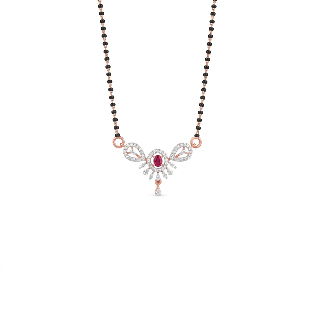 IMG_1441 Ruby Bloom Diamond Mangalsutra Pendant - Image 1