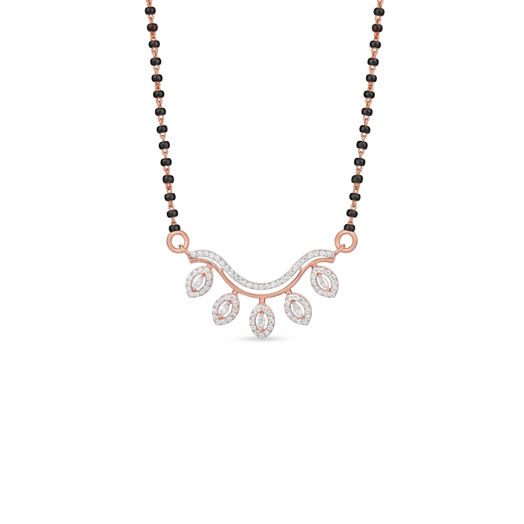 IMG_1443 Petal Drop Diamond Mangalsutra Pendant - Image 1