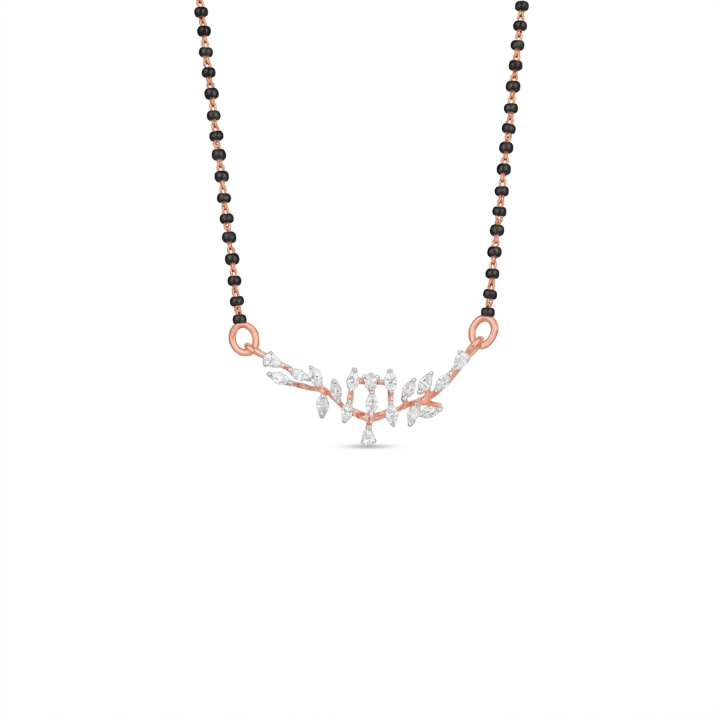 IMG_1444 Floral Vine Diamond Mangalsutra Pendant - Image 1