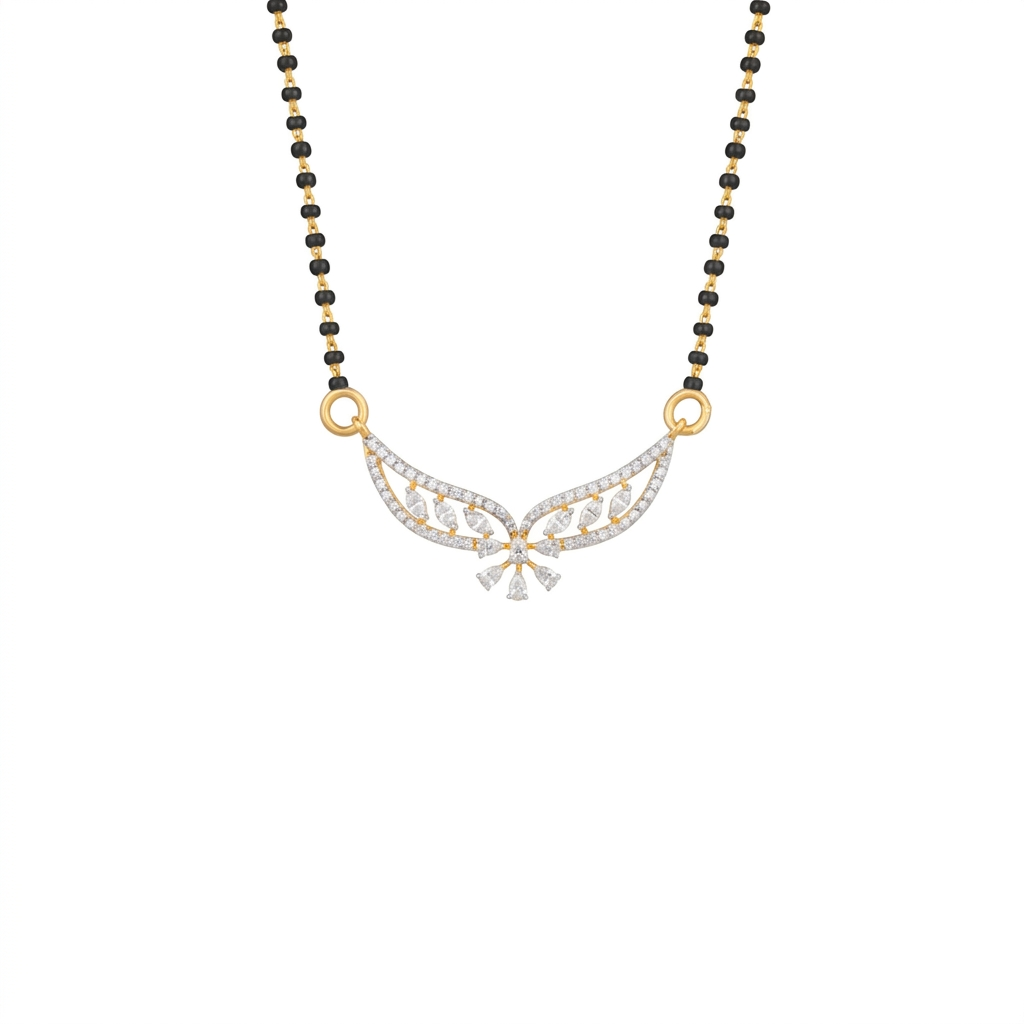 IMG_1446 Winged Elegance Diamond Mangalsutra Pendant - Image 1