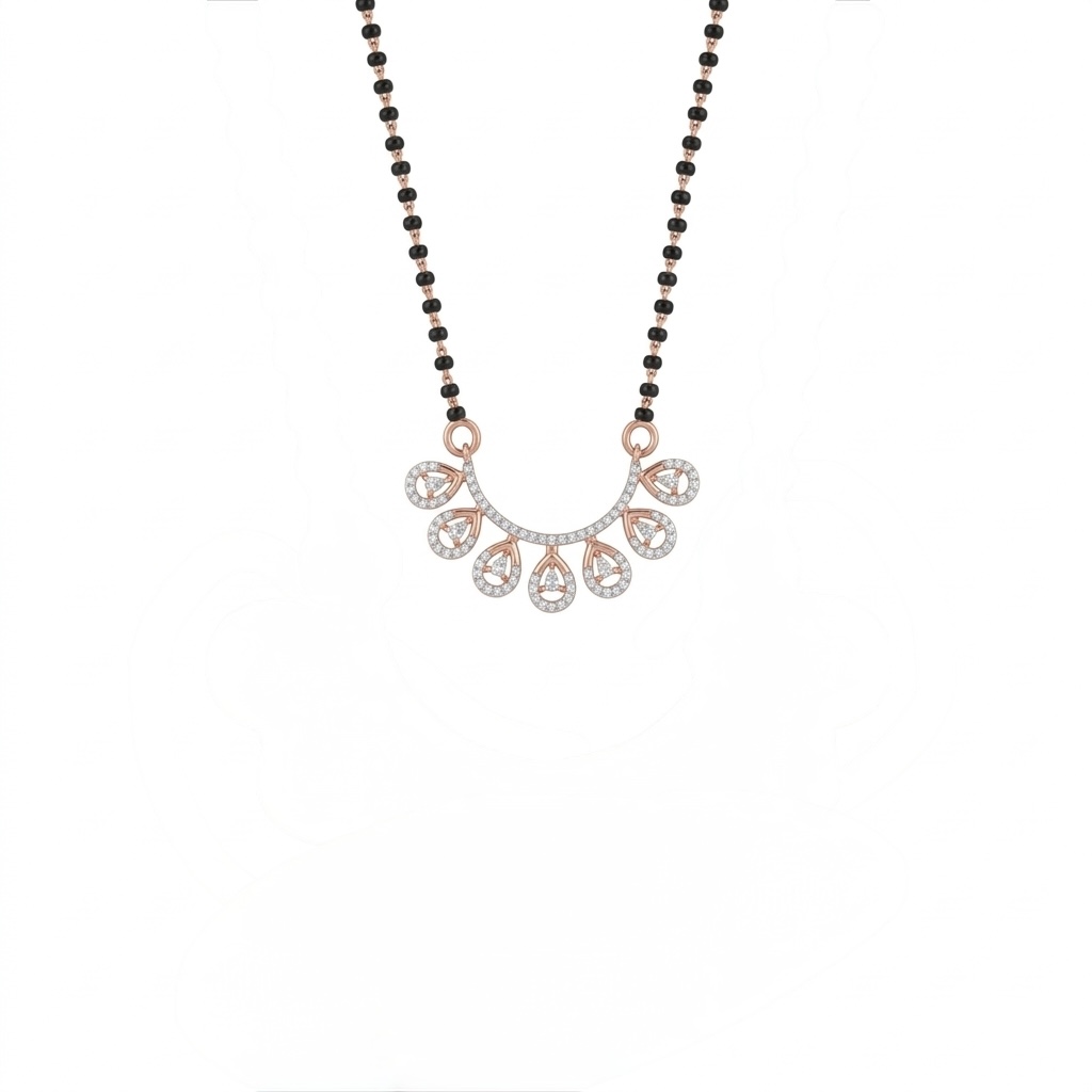 IMG_1450 Petal Drop Diamond Mangalsutra Pendant - Image 1
