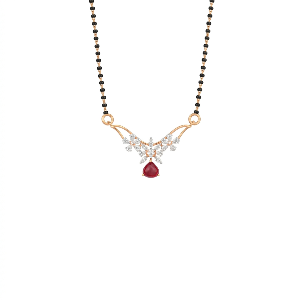 IMG_1453 Ruby Bloom Diamond Mangalsutra Pendant - Image 1