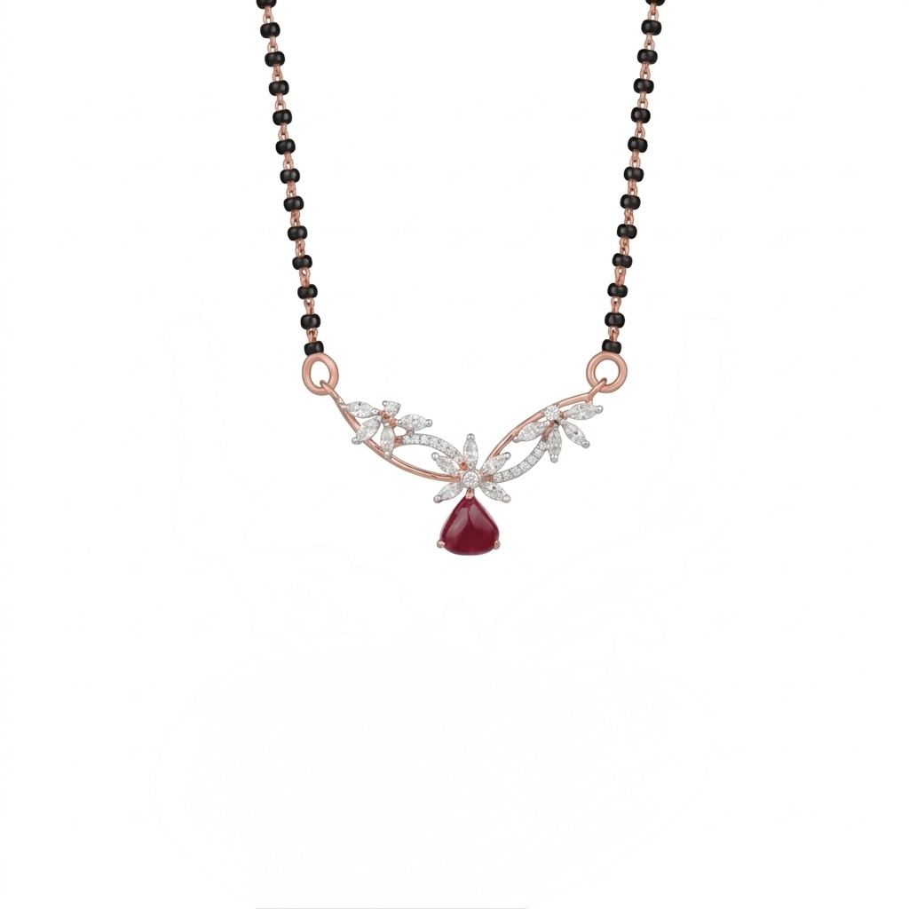 IMG_1454 Ruby Vine Diamond Mangalsutra Pendant - Image 1