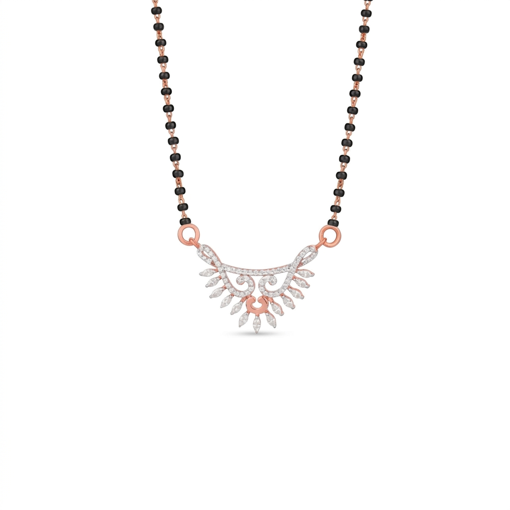IMG_1461 Feather Drop Diamond Mangalsutra - Image 1