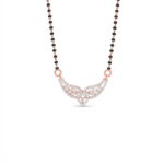 Rose Gold Leaf Pattern Diamond Mangalsutra Pendant for Daily Wear