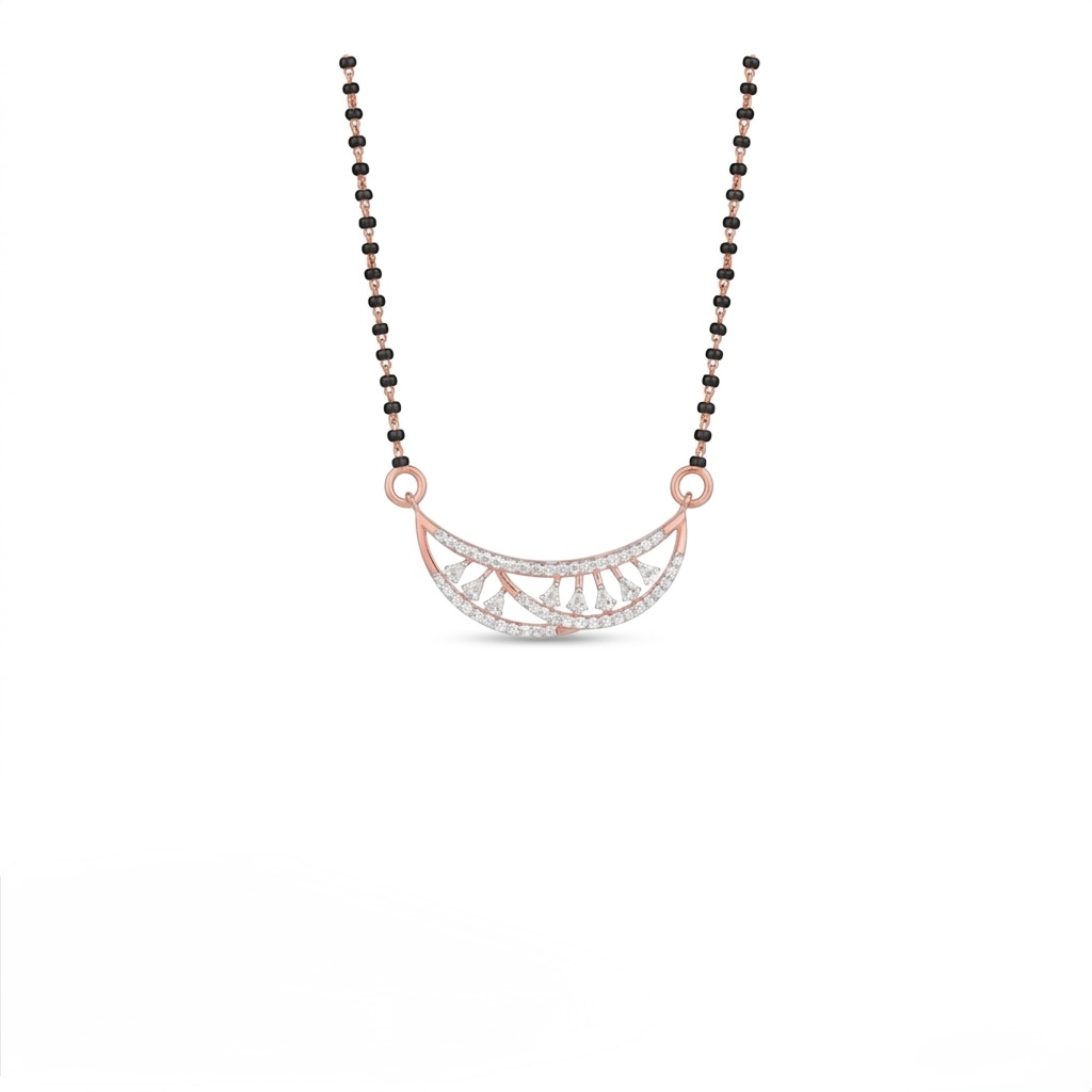IMG_1470 Minimal Curved Diamond Mangalsutra Necklace for Daily Wear - Image 1