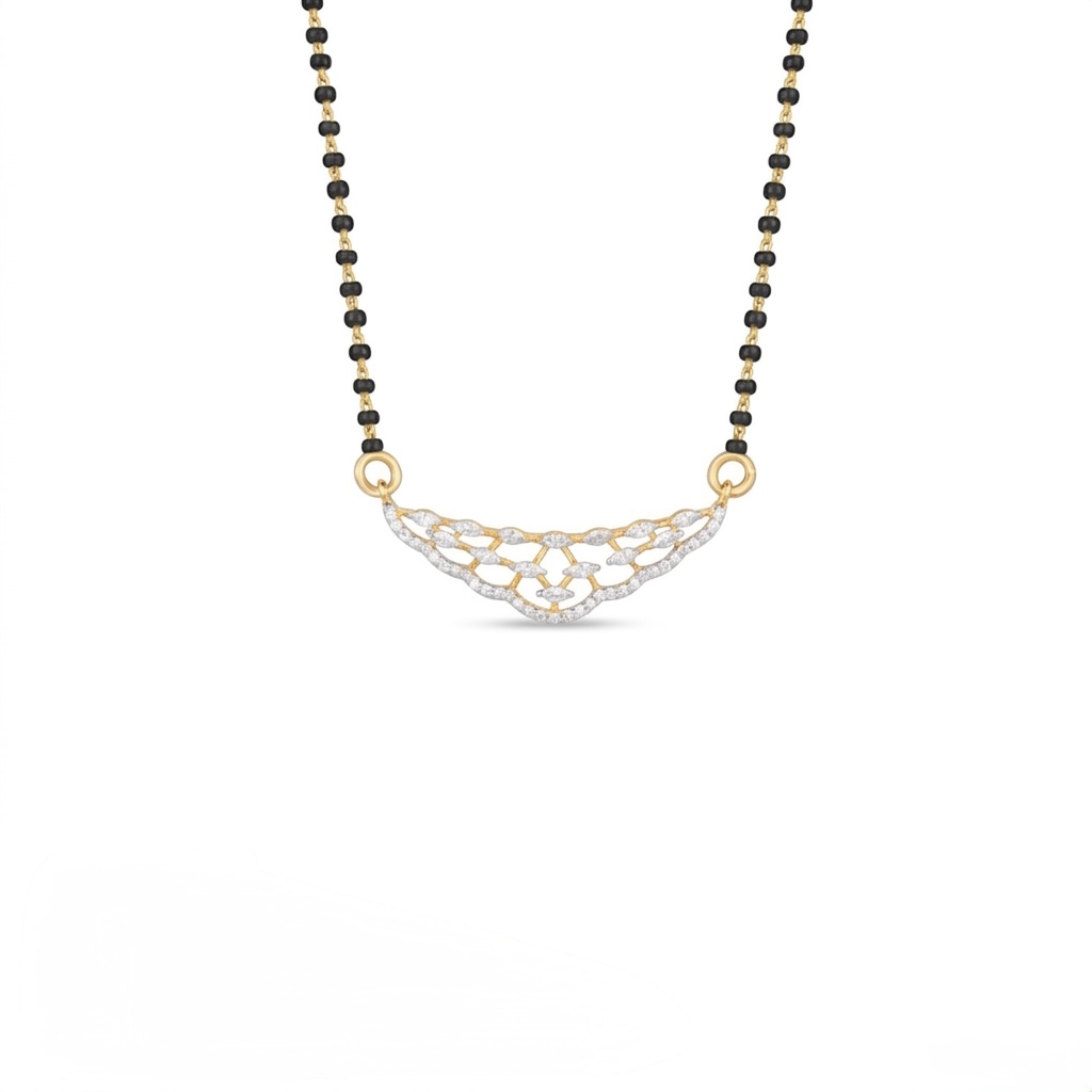 IMG_1472 Gold Lattice Diamond Mangalsutra Pendant for Women - Image 1