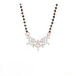 Curved Diamond Mangalsutra with Intricate Floral Pattern