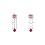 Jasmin Red Bloom Hanging Earring - Image 2