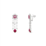 Jasmin Red Bloom Hanging Earring - Image 3