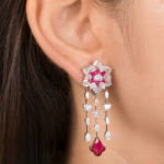 Jasmin Red Bloom Hanging Earring - Image 4