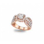 Rose Gold Floral Halo Diamond Engagement Ring