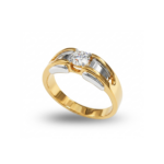 Dual Tone Solitaire Twist Diamond Ring