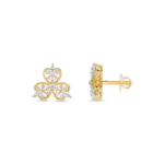 Golden Trefoil Diamond Earrings - Image 2