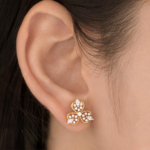 Golden Trefoil Diamond Earrings - Image 3