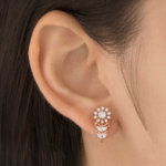 Floral Bloom Diamond Hoop Earrings - Image 3