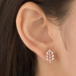 Art Deco Leaf Hoop Earrings - Image 3