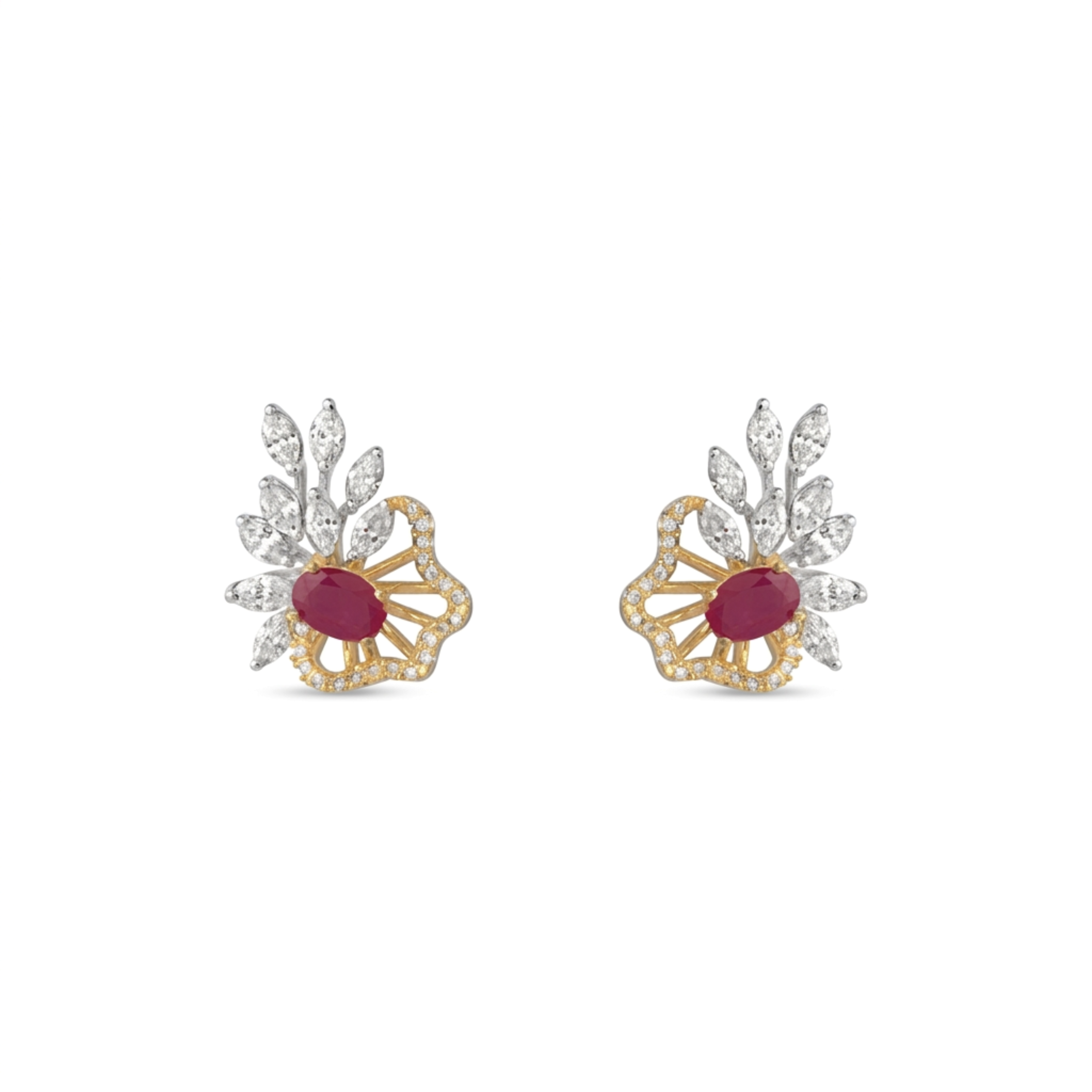 IMG_9257.PNG Floral Fan Diamond Stud Earrings - Image 1