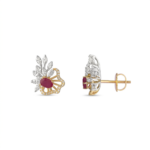 Floral Fan Diamond Stud Earrings - Image 2