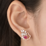 Floral Fan Diamond Stud Earrings - Image 3