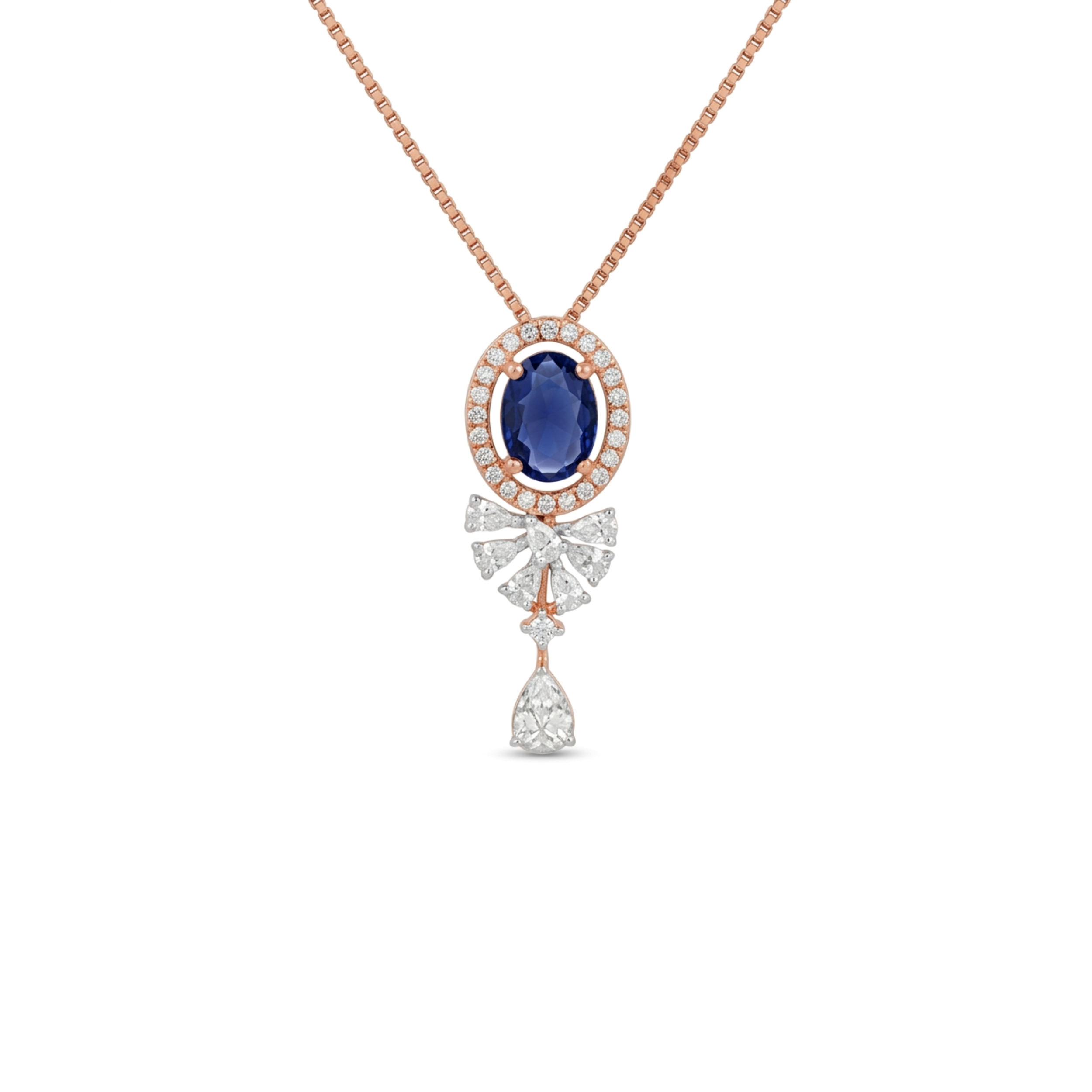 IMG_9765.PNG Midnight Blue Diamond Bow Pendant - Image 1