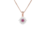 Ruby Starburst Floral Diamond Pendant