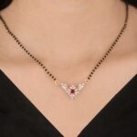 Square Red Stone Diamond Mangalsutra Pendant Design - Image 2