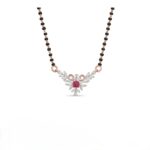 Square Red Stone Diamond Mangalsutra Pendant Design