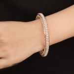 Chevron Pattern Diamond Bangle - Image 4