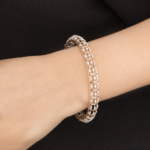 Modern Grid Pattern Diamond Accent Bangle - Image 4
