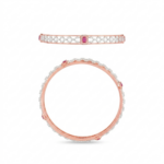 Red Center Stone Diamond Cut Gold Bangle - Image 3