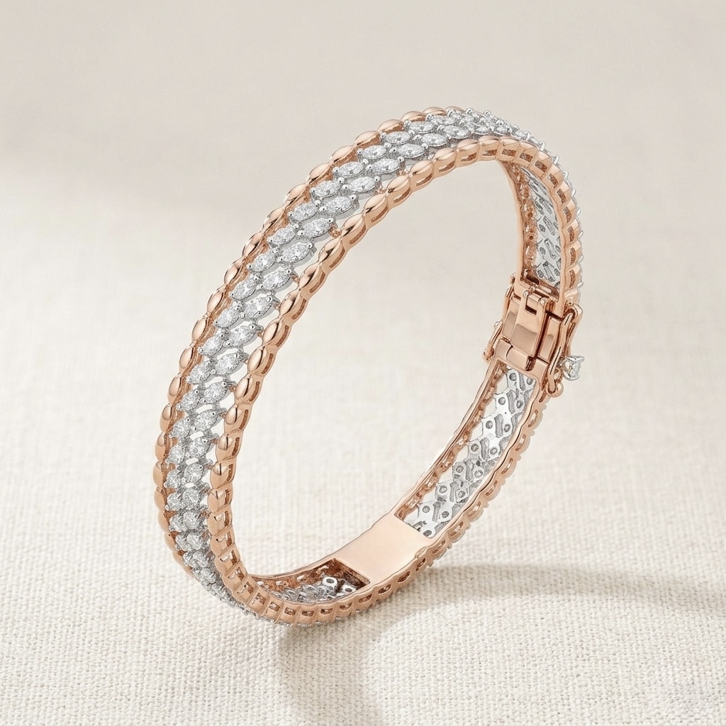 IMG_2499 Dual Tone Interlinked Pattern Designer Bangle - Image 1