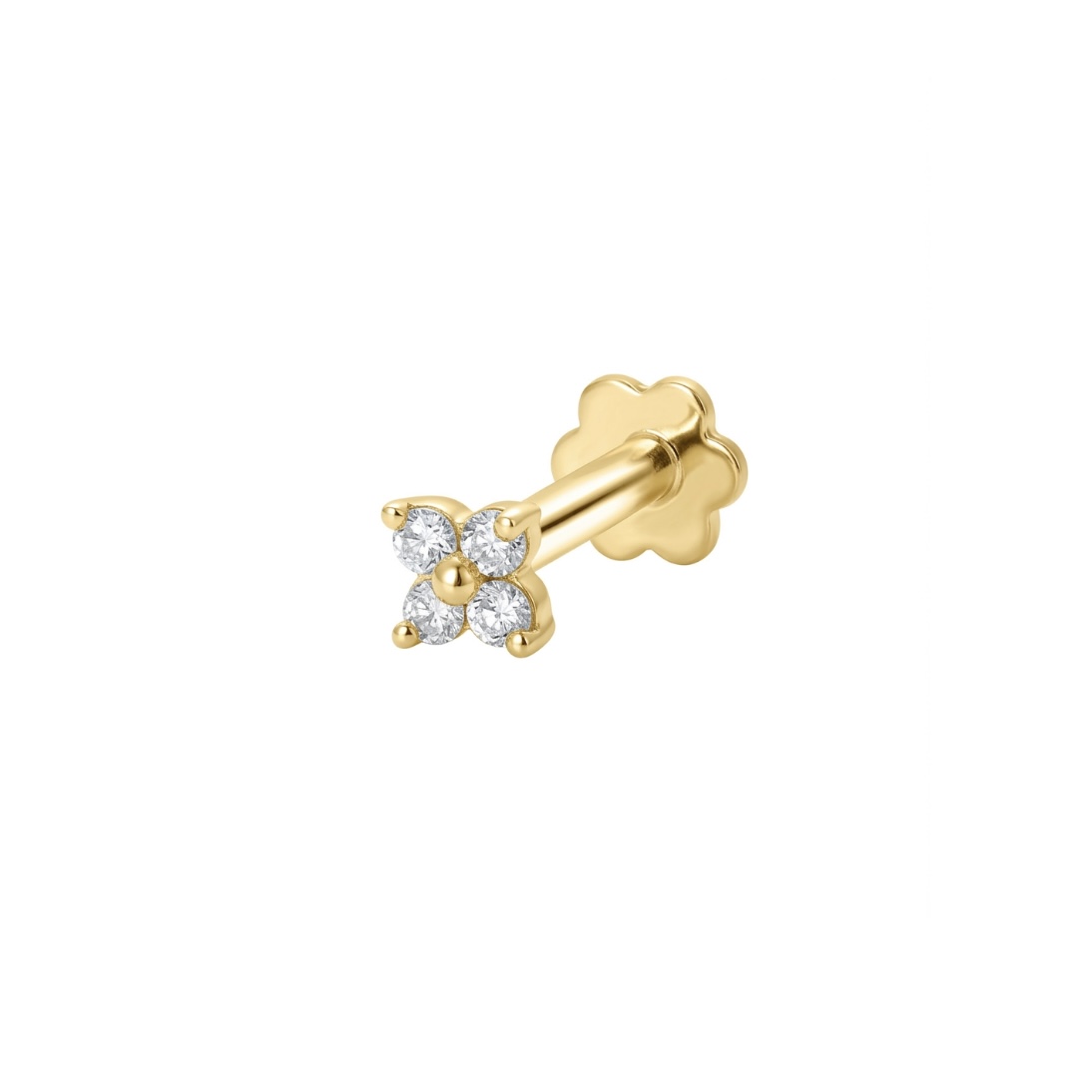 Inserted Image 0.04 ct Fancy Flower Screw Diamond Nosepin - Image 1