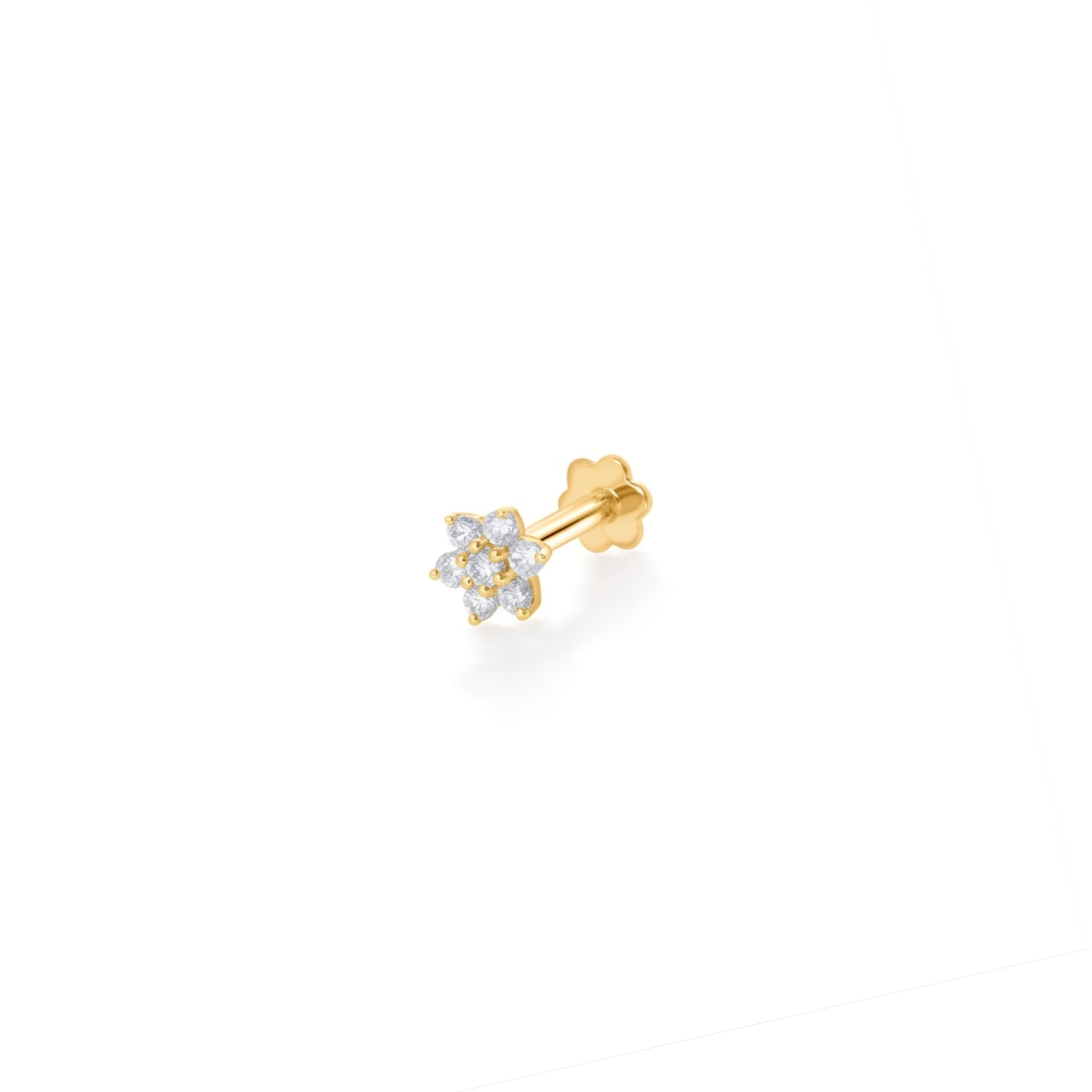 IMG_2536 0.06 ct Fancy Flower Screw Diamond Nosepin - Image 1