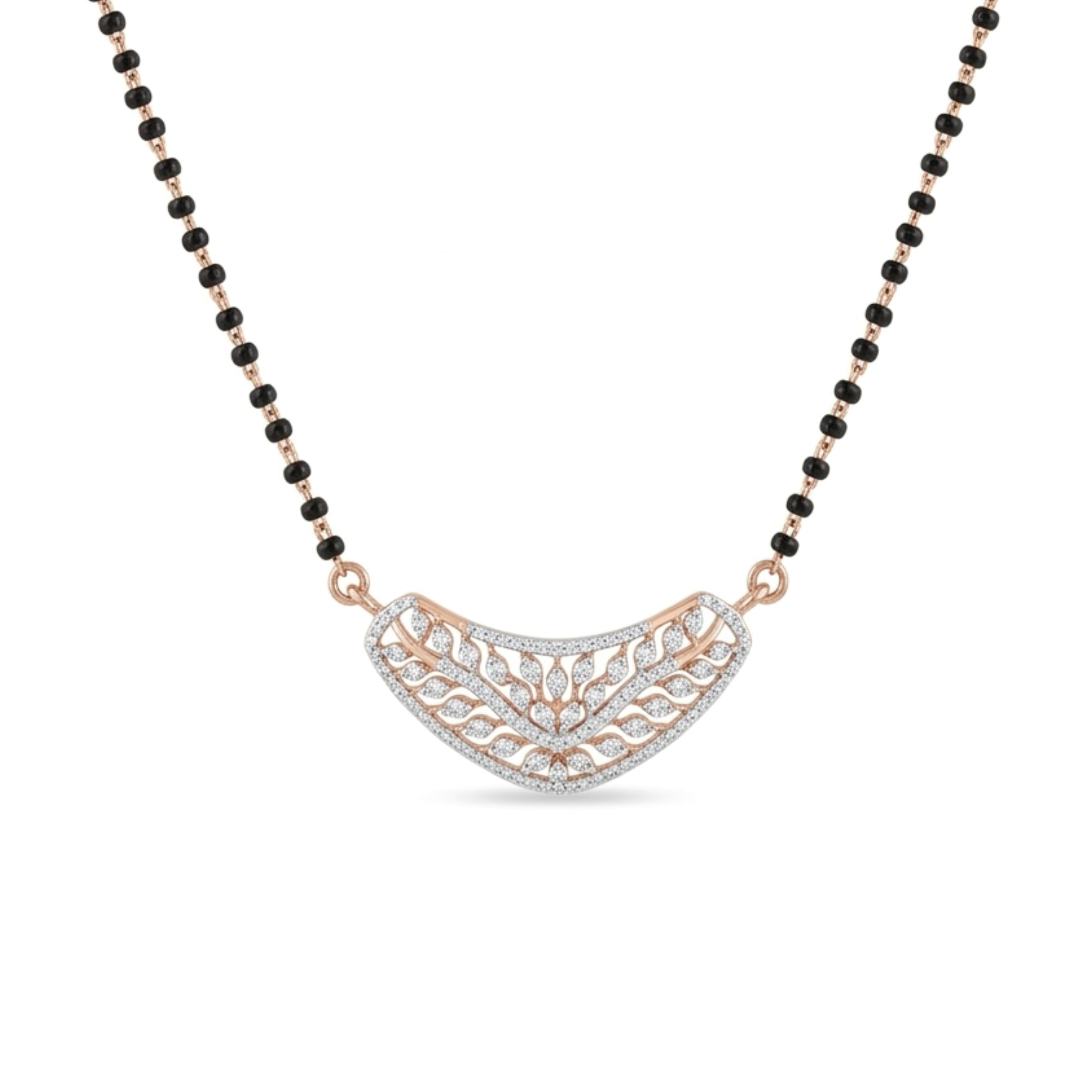 Inserted Image Intricate Leafy Lattice Diamond Mangalsutra Pendant - Image 1
